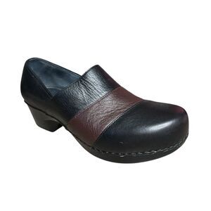 Dansko Women’s 9 Tenley Leather Clogs Black Brown Comfort Shoes